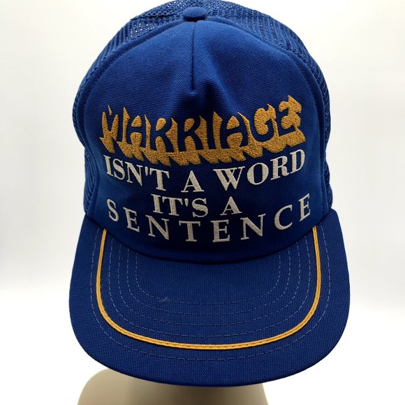 Vintage Marriage isn't a word it's a Sentence Trucker Hat Cap Snapback OSFA USA - Picture 1 of 7